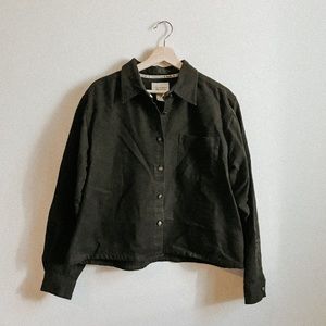 Black Crop Canvas Chore Coat